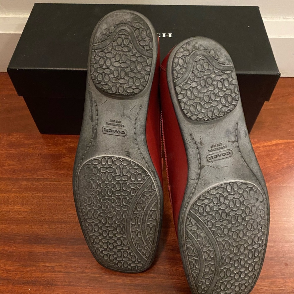 Red leather Coach loafers 36.5 - Picture 2 of 3